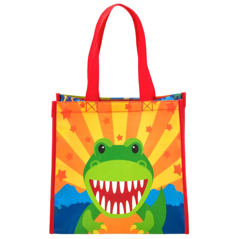 Stephen Joseph Large Recycled Gift Bags, Reusable Multipurpose Waterproof Gift Bag with Handles for Birthday Parties/Shopping, Multi-colored Dino TOTE_BAG for Kids (3-6 years) - Image 2