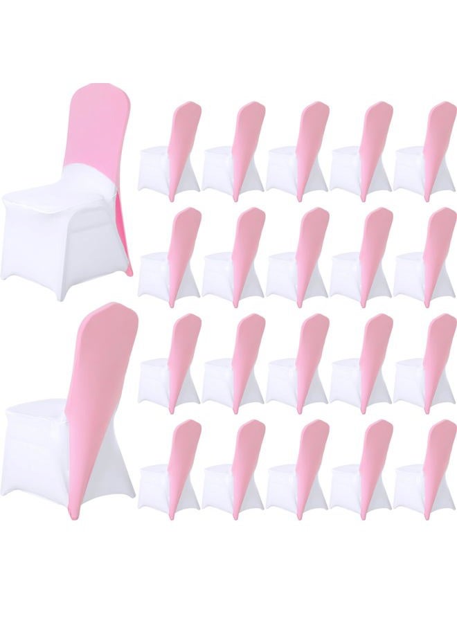 Mindsoft 20 Pcs Chair Cap Covers Spandex Chair Hood Sash Hat Bands Folding Stretch Elastic Cover for Wedding Holidays Banquet Party Celebration (Light Pink) - Image 1