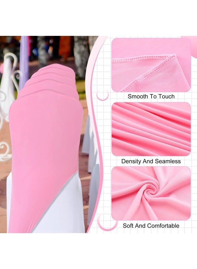 Mindsoft 20 Pcs Chair Cap Covers Spandex Chair Hood Sash Hat Bands Folding Stretch Elastic Cover for Wedding Holidays Banquet Party Celebration (Light Pink) - Image 3