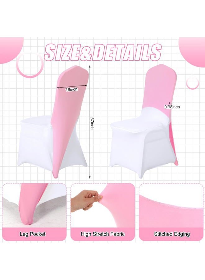 Mindsoft 20 Pcs Chair Cap Covers Spandex Chair Hood Sash Hat Bands Folding Stretch Elastic Cover for Wedding Holidays Banquet Party Celebration (Light Pink) - Image 2