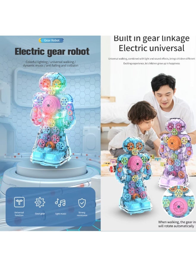 روبوت التروس الشفاف مع أضواء وموسيقى ودوران تروس ملوّنة – موديل 6038A للأطفال +3 سنوات - Image 2