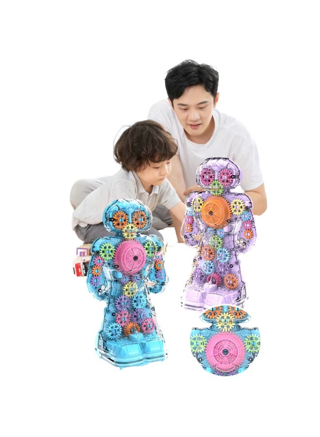 روبوت التروس الشفاف مع أضواء وموسيقى ودوران تروس ملوّنة – موديل 6038A للأطفال +3 سنوات - Image 1