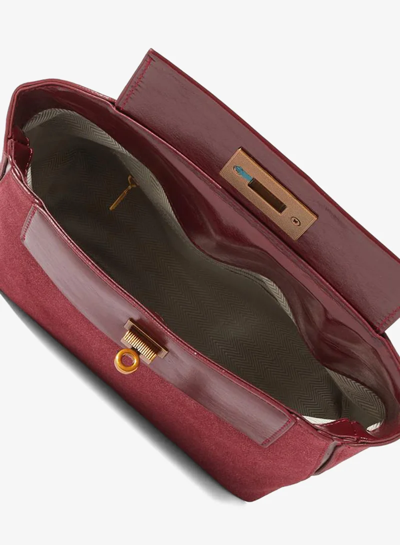 Styli  Burgundy Fabric Shopper Handbag with Gold Tone Hardware for Women | Best Price UAE