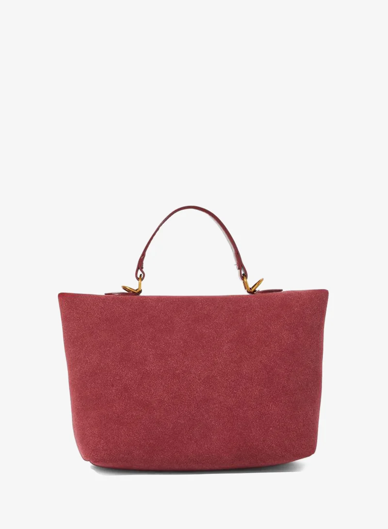 Styli  Burgundy Fabric Shopper Handbag with Gold Tone Hardware for Women | Best Price UAE
