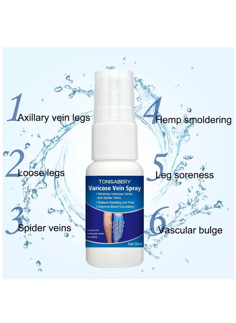 TONISABERY - Varicose Veins Treatment Spray Vein Healing Varicose Veins Treatment Spray Varicose Veins Treatment for Legs Varicose Veins Miracle Spray Improve Blood Circulation 30ml - Image 1