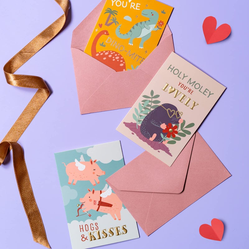 Prims & Flourish Valentines Day Cards for Kids School, 36-Pack Animal-Themed Funny Valentine's Exchange Cards for Classroom with Gold Foil and Emboss Details, 4 x 6 Inches, Blank on the Inside, Envelopes Included - Image 3
