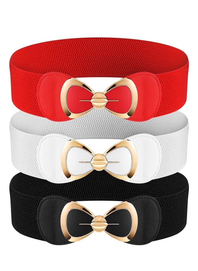 KASTWAVE Women Stretchy Vintage Belt, 3PCS Women's Leather Belt for Jeans Dresses Pants Belt, Wide Elastic Waist Belt for Women, Evening Dress Belt, Shape Curve, Beautiful Elegant - Image 1