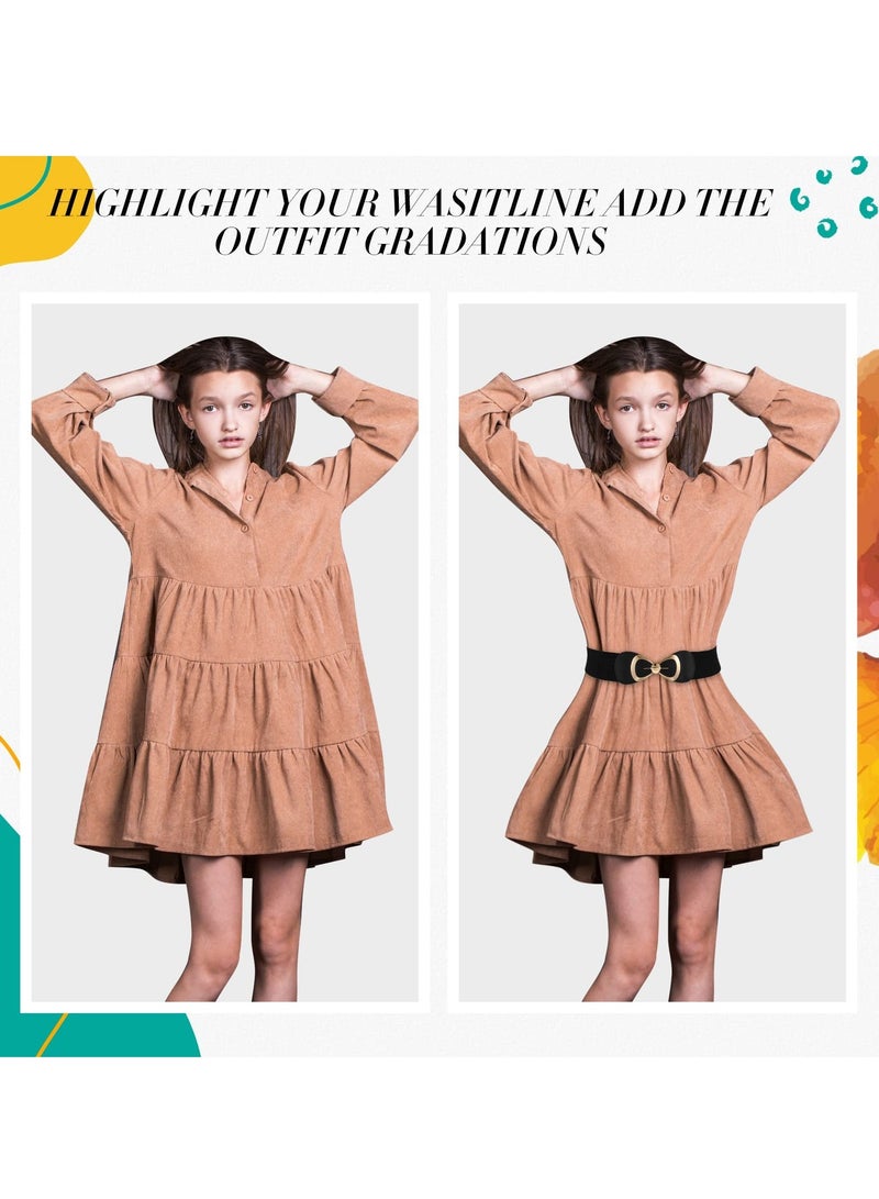 KASTWAVE Women Stretchy Vintage Belt, 3PCS Women's Leather Belt for Jeans Dresses Pants Belt, Wide Elastic Waist Belt for Women, Evening Dress Belt, Shape Curve, Beautiful Elegant - Image 5