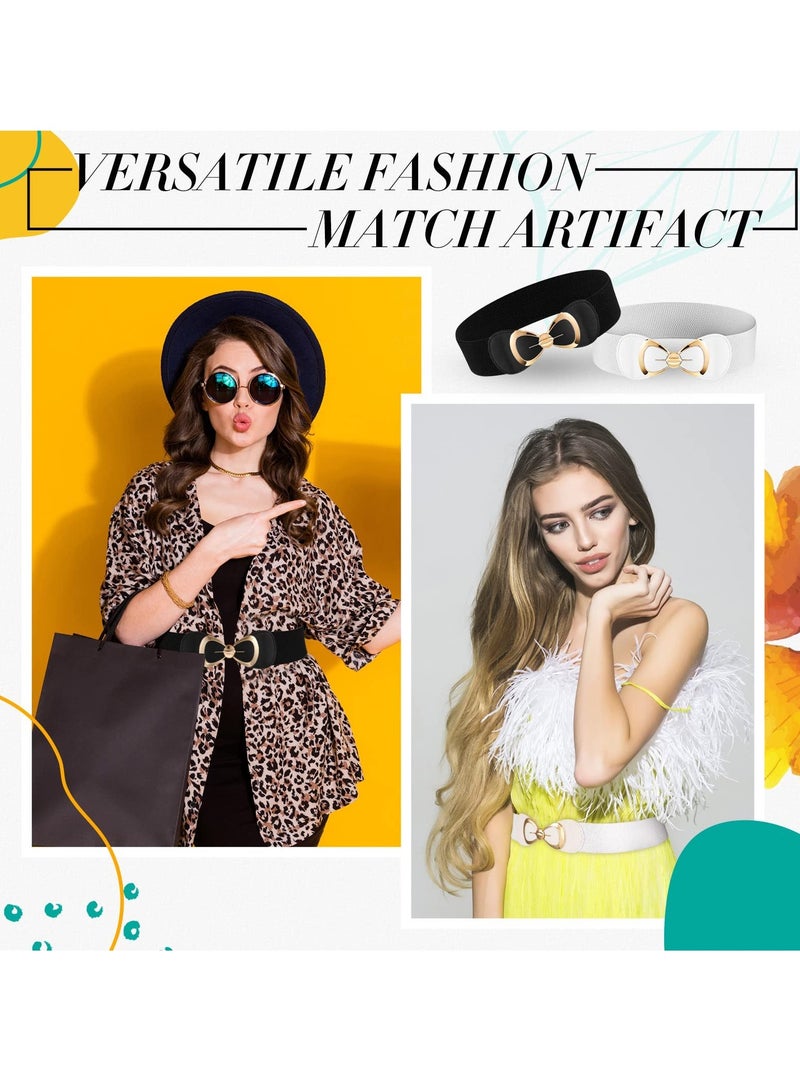 KASTWAVE Women Stretchy Vintage Belt, 3PCS Women's Leather Belt for Jeans Dresses Pants Belt, Wide Elastic Waist Belt for Women, Evening Dress Belt, Shape Curve, Beautiful Elegant - Image 3