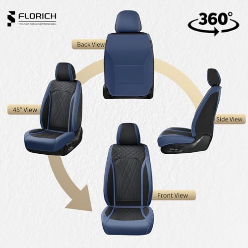 FLORICH Leather Front Car Seat Covers Waterproof Durable Front Seat Protector for Cars Luxury Seat Cover Breathable Vehicle Seat Cushion Universal Fit for Most Car Truck SUV, Black&Blue - Image 5