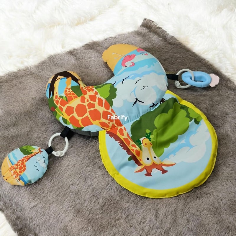 Fabrify Tummy Time Pillow, Black and White Contrast Baby Mat with Crinkle Toys and Teethers, Sensory Development Toy for 0-12 Months (Multi) - Image 3