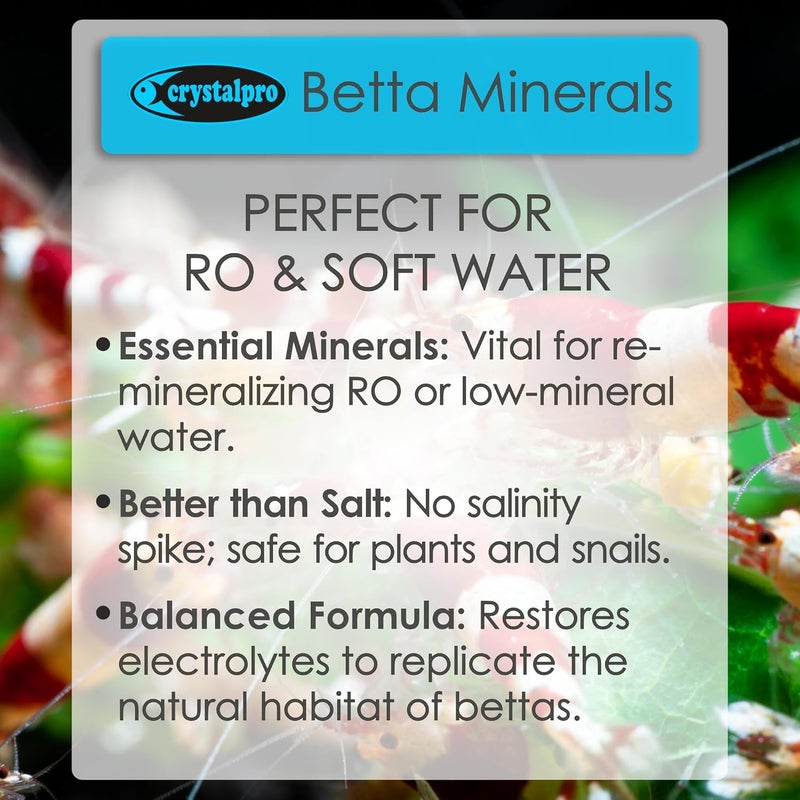 crystalpro Betta Minerals for Betta Fish Health - Reduces Stress - Boosts Protective Coat - Betta Aquarium Mineralizer 4.2 Oz Treats 500 Gallons - Image 3