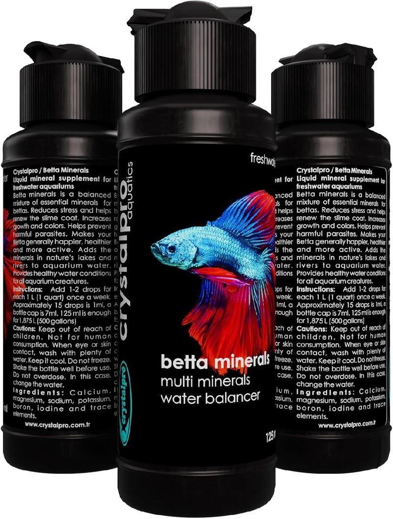 crystalpro Betta Minerals for Betta Fish Health - Reduces Stress - Boosts Protective Coat - Betta Aquarium Mineralizer 4.2 Oz Treats 500 Gallons - Image 5