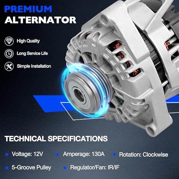 Misakomo 13597227 Alternator - 12V Alternator Compatible with Chevrolet Cruze 2012-2015 L4 1.4L Cruze Limited 2016 L4 1.4L - Cruze Alternator Replaces for 13573791 13577411 13588298 23247389 95520019 - Image 4