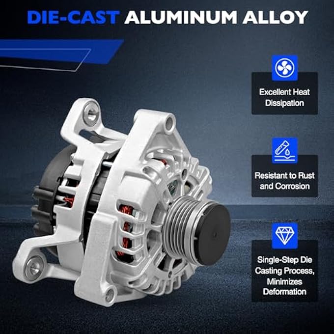 Misakomo 13597227 Alternator - 12V Alternator Compatible with Chevrolet Cruze 2012-2015 L4 1.4L Cruze Limited 2016 L4 1.4L - Cruze Alternator Replaces for 13573791 13577411 13588298 23247389 95520019 - Image 5