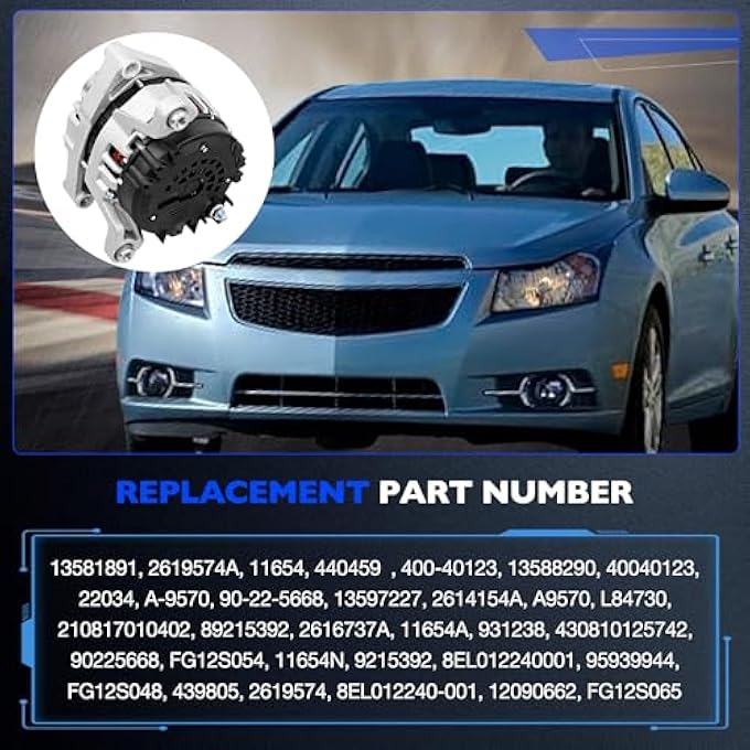 Misakomo 13597227 Alternator - 12V Alternator Compatible with Chevrolet Cruze 2012-2015 L4 1.4L Cruze Limited 2016 L4 1.4L - Cruze Alternator Replaces for 13573791 13577411 13588298 23247389 95520019 - Image 3
