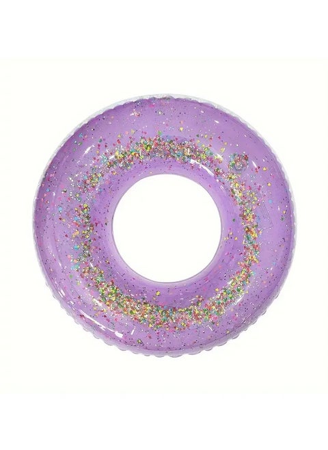 1pc Sparkling Sequins Transparent Swim Ring - PVC Inflatable Swimming Circle for Pool Party, Beach Vacation - Versatile Water Play Float for General Use
