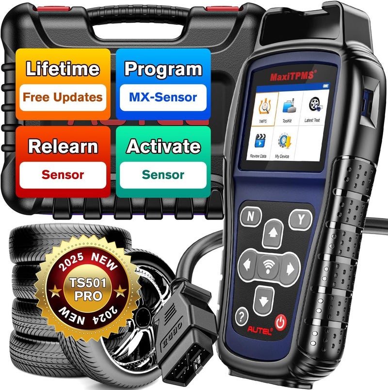 Autel MaxiTPMS TS501 PRO 2025 TPMS Programming Tool Same as TS508 Up of TS501 TS408S Relearn Activate 99 TPMS Sensors Program Autel MXSensor 315433MHz TPMS Reset Diagnostics Lifetime Update