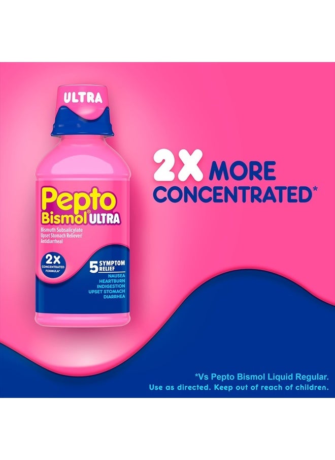 Pepto Bismol Liquid Ultra for Nausea, Heartburn, Indigestion, Upset Stomach, and Diarrhea - 5 Symptom Fast Relief, Original Flavor 12 oz  - Image 4
