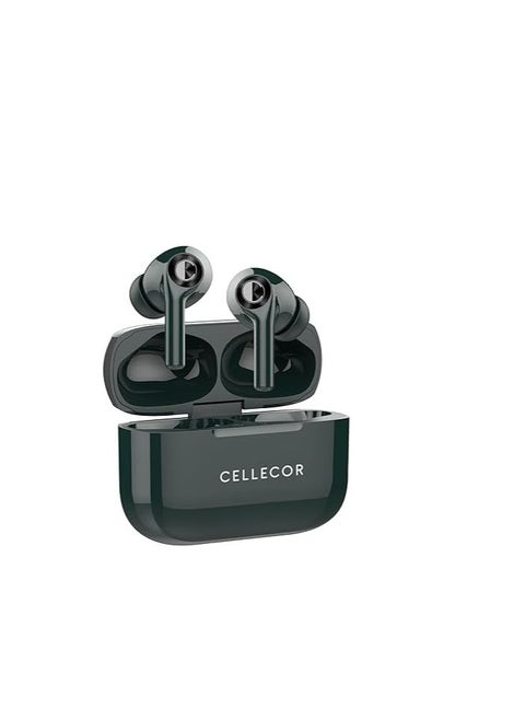 CELLECOR Bropods CB22 Waterproof Earbuds with 45 Hours Playtime| 5.1v Bluetooth | Auto Pairing | 13mm Driver | Voice Assistant | ENC (Green)