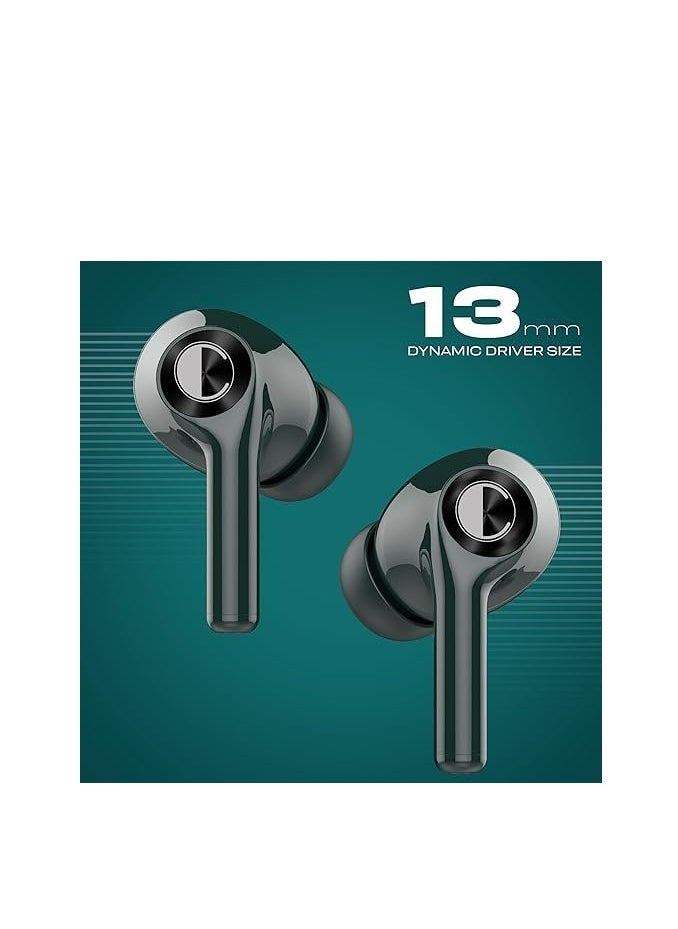 CELLECOR - CELLECOR Bropods CB22 Waterproof Earbuds with 45 Hours Playtime| 5.1v Bluetooth | Auto Pairing | 13mm Driver | Voice Assistant | ENC (Green) - Image 1