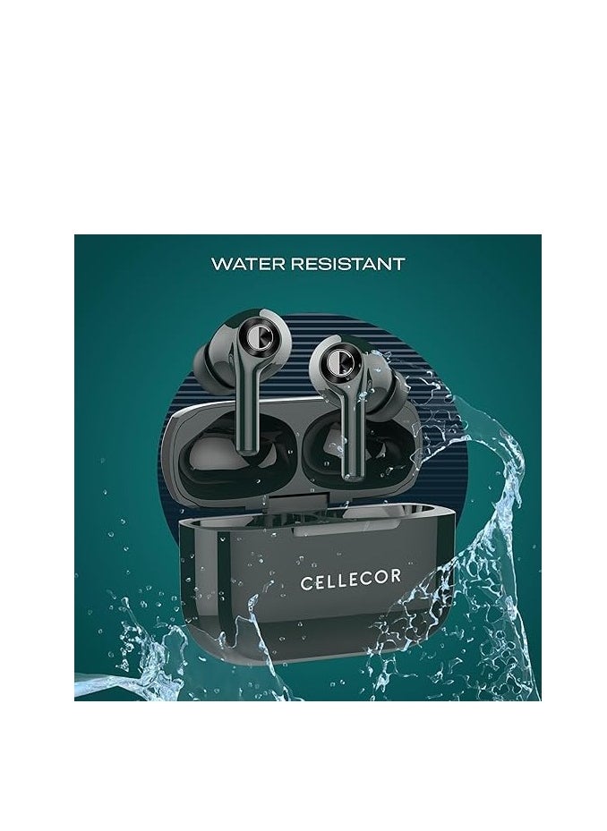 CELLECOR - CELLECOR Bropods CB22 Waterproof Earbuds with 45 Hours Playtime| 5.1v Bluetooth | Auto Pairing | 13mm Driver | Voice Assistant | ENC (Green) - Image 1
