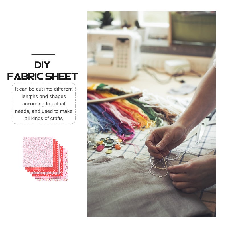 Decorative Diy Fabric 7Pack Cotton Quilting Fabric Gift Giving Red 25X25cm Square - Image 4