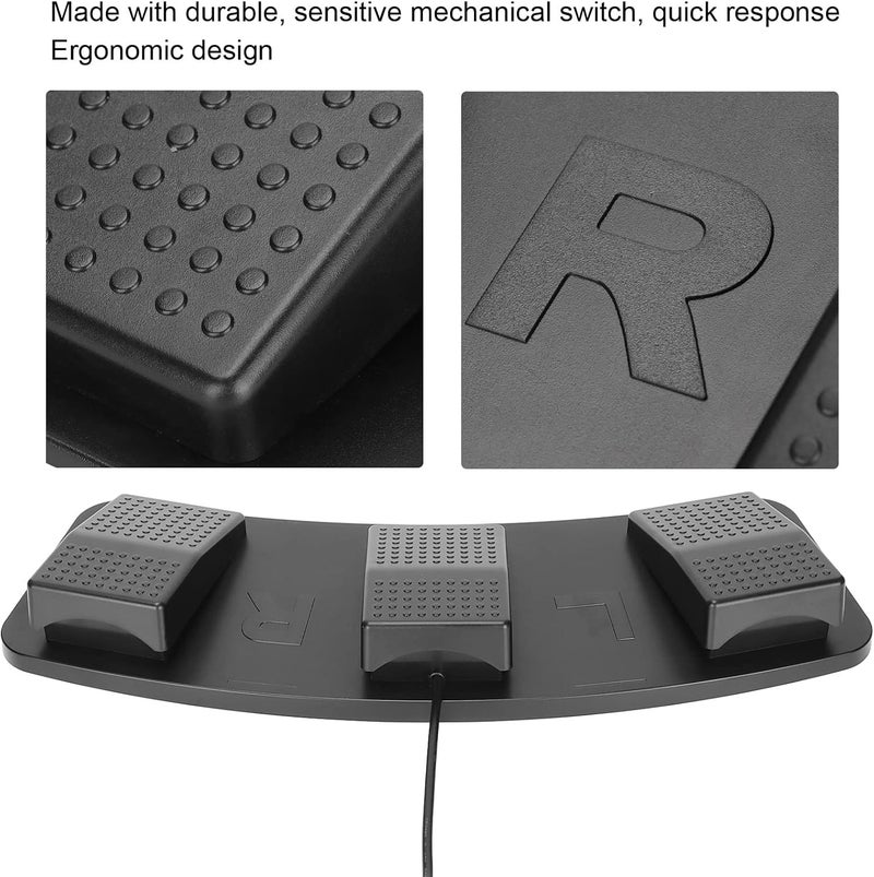 Bewinner Triple USB Foot Pedal, Mechanical Triple Key Controller Switch, USB Foot Control Keyboard Action Switch Pedal for Game Media Instrument - Image 4