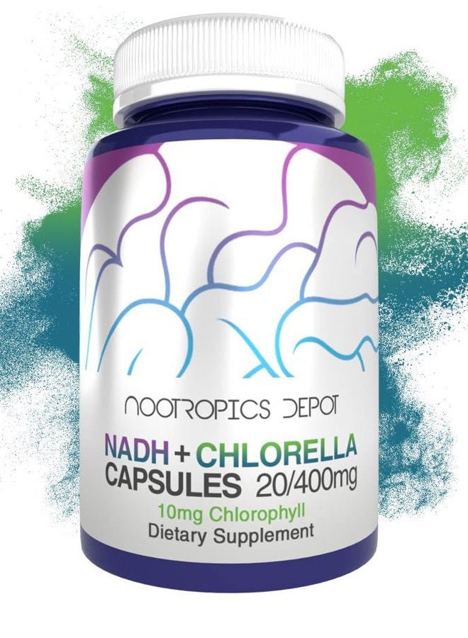 Nootropics Depot NADH + Chlorella vulgaris (Broken Cell) 400mg Capsules | Nicotinamide Adenine Dinucleotide 20mg | Chlorophyll 10mg | Energy, Alertness, Mental Clarity & Healthy Aging, 30 Count - Image 1