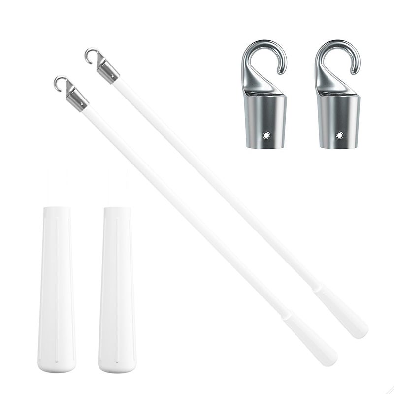 Quadafy 2 Pcs 12 inch Blind Wand, Vertical Blinds Replacement Parts with Hook and Grip, White Fiberglass Blind Tilt Wand, for Windows Curtain Door Shades Opener Accessory - Image 1