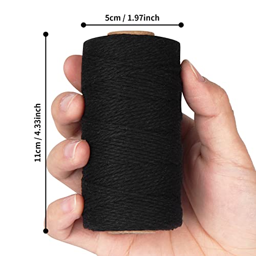 Ohtomber Black Natural Cotton Craft String - Ohtomber 328 Feet 2MM Bakers Twine for DIY Crafts and Gift Wrapping - Image 3
