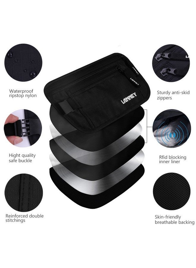 LANNEY Travel Money Belt RFID Blocking Waist Wallet Waterproof Hidden Stash for Men Women, Under Clothes Passport Holder with 10 Credit Card Sleeves, Black - Image 2