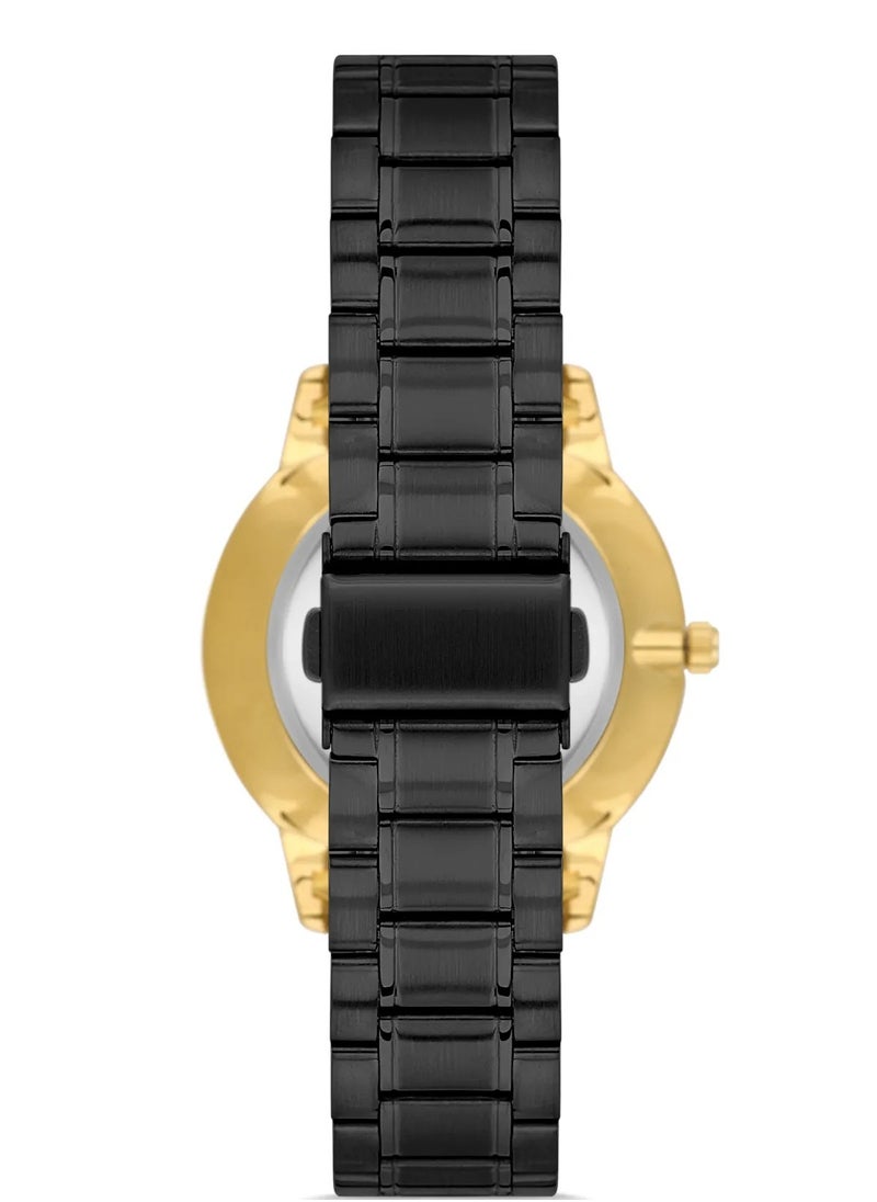 OMAX - Omax Men's Black Luxury Wristwatch, Watches for Men, Stainless Watches, Silver Steel Band, Gold Analog Dial, Waterproof Watch, 1 Year Warranty - Image 1