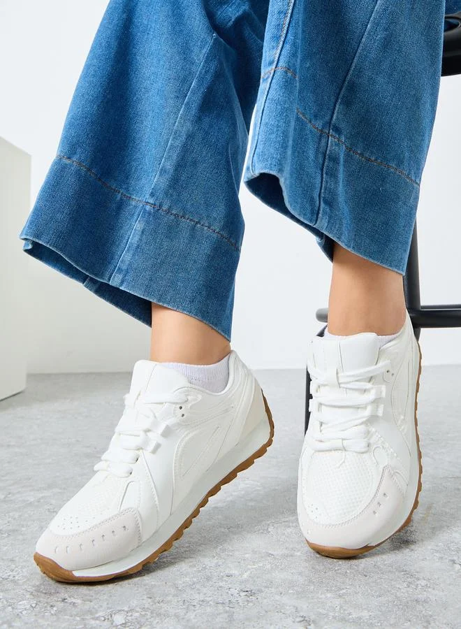 ستايلي Styli Panelled Lace Up Sneakers