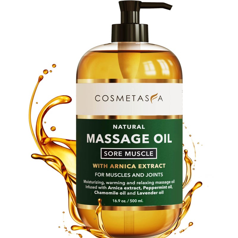 Cosmetasa Sore Muscle Massage Oil for Massage Therapy â€“ All Natural, Cruelty-Free Full Body Massage Oils for Muscle Relaxing & Joint Comfort â€“ Arnica Extract with Chamomile & Lavender Oil (16.9 oz) - Image 1
