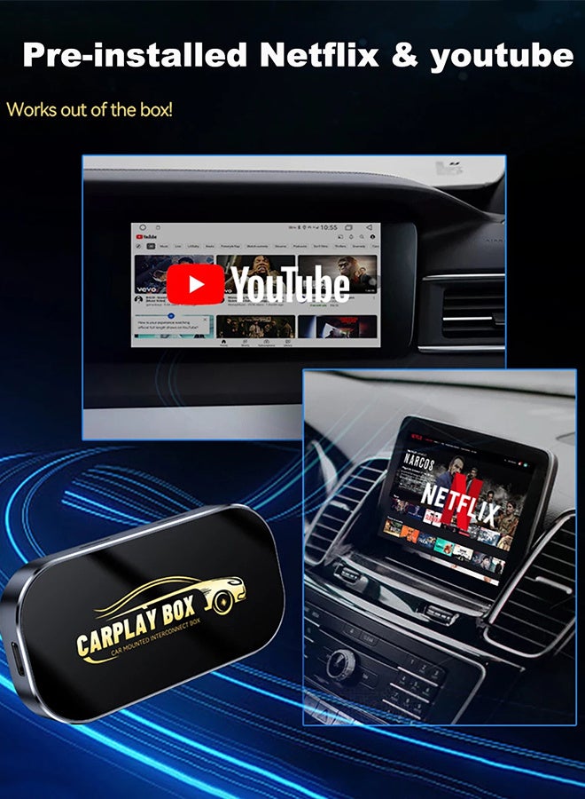 Generic Upgrade with GPS wireless Carplay AI BOX adapter, 2+32GB Android 13.0 Carplay AI box GPS, 3-in-1 wireless Carplay Android Auto smart AI box, support Youtube Netflix, plug and play, support TF card/U disk, wired to wireless  - Image 3