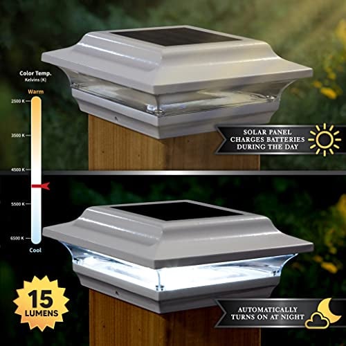 Classy Caps SL211W 4x4 Imperial Solar Post Cap, White – High-Performance LED Lights, Durable Cast Aluminum, Warm and Cool Light Modes, Fits 4"x4" or 3.5"x3.5" Posts, Ideal for Decks, Fences - Image 4