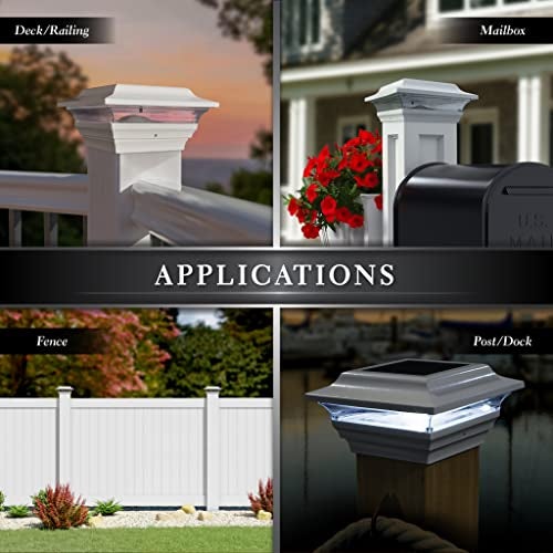 Classy Caps SL211W 4x4 Imperial Solar Post Cap, White – High-Performance LED Lights, Durable Cast Aluminum, Warm and Cool Light Modes, Fits 4"x4" or 3.5"x3.5" Posts, Ideal for Decks, Fences - Image 5
