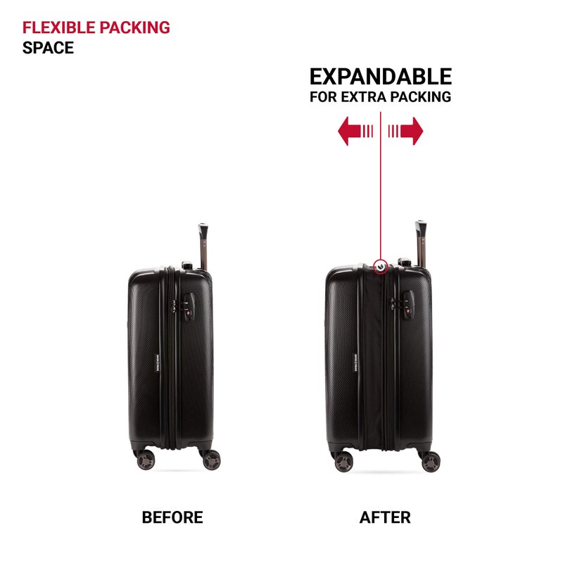 SwissGear 7272 Energie Expandable Hardside Luggage with Spinner Wheels and TSA Lock, Black, Carry-On 19-Inch - Image 5