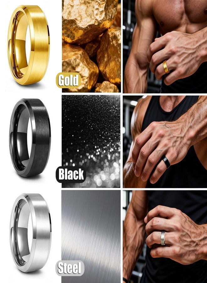 EIELO Stainless Steel Rings for Men Wedding Ring Cool Simple Band 8MM Width 12 Pcs A Ring Set Size 13 - Image 4