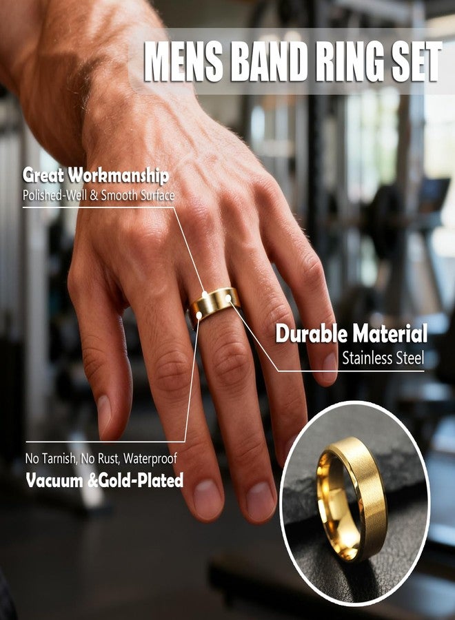 EIELO Stainless Steel Rings for Men Wedding Ring Cool Simple Band 8MM Width 12 Pcs A Ring Set Size 13 - Image 3