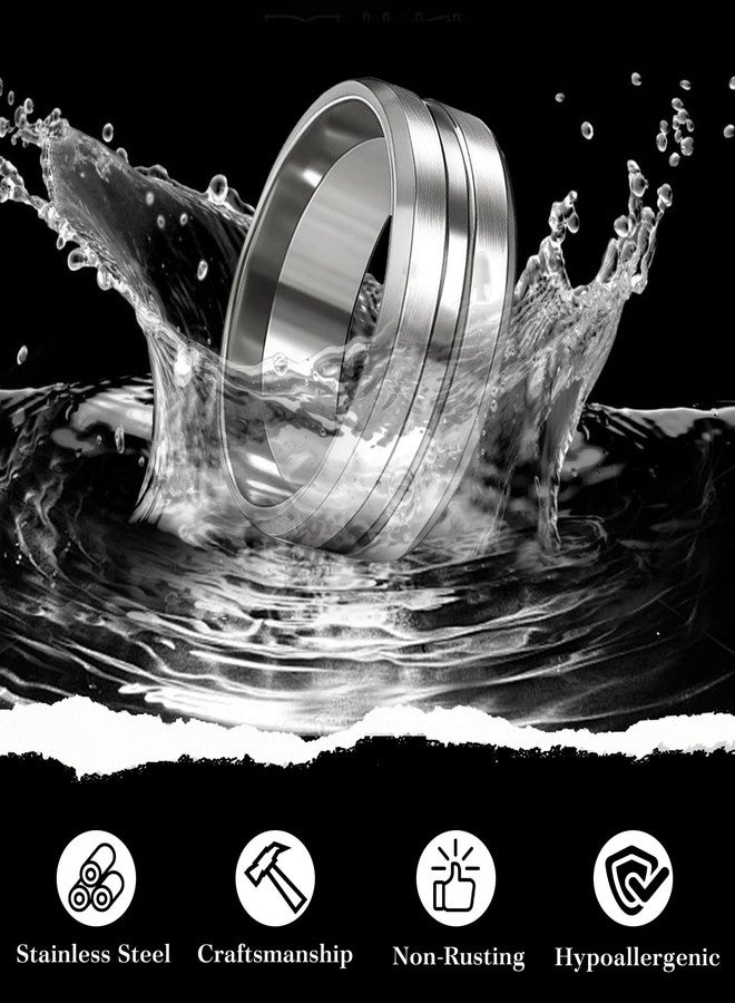 EIELO Stainless Steel Rings for Men Wedding Ring Cool Simple Band 8MM Width 12 Pcs A Ring Set Size 13 - Image 5