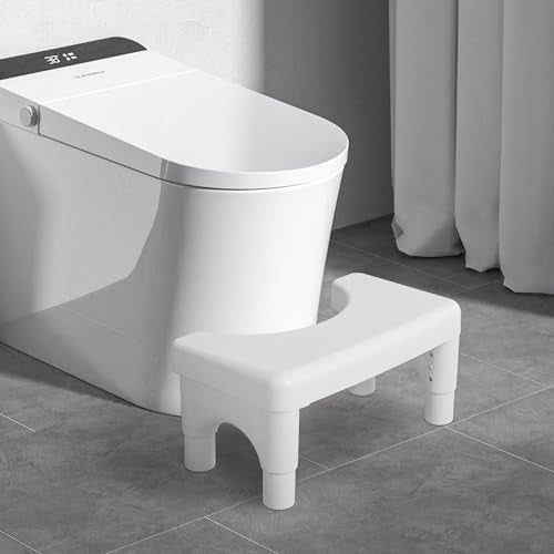 JFMkaer Poop Stool Toilet Stool White Adults for Bathroom, 5.9"" to 8.5"" Adjustable Height Toilet Stool Squat Adult - Image 2