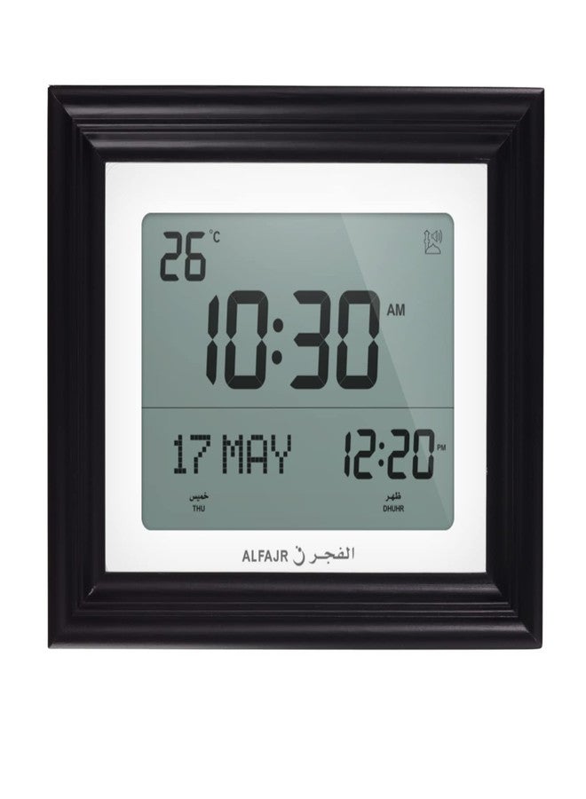 ALFAJR Automatic Worldwide Digital Azan/Athan/Nimaz Prayer Wall and Desk White Clock CF-19 with Detachable Frame (Black) - Image 2