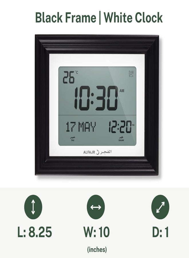 ALFAJR Automatic Worldwide Digital Azan/Athan/Nimaz Prayer Wall and Desk White Clock CF-19 with Detachable Frame (Black) - Image 5