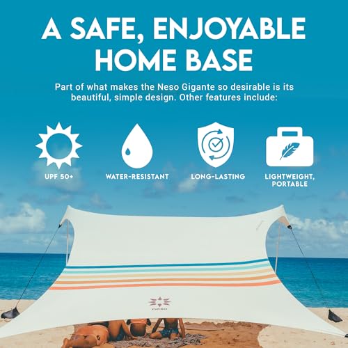 Neso Gigante Portable Beach Tent Sun Shelter - Lightweight Beach Shade Canopy - Easy Setup for Family Outings - Patented Reinforced Corners - UPF 50+ Sun Protection - 8ft Tall, 11 x 11ft - Rainbow - Image 3