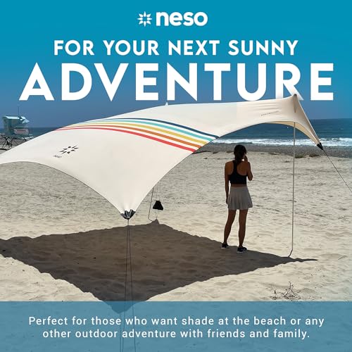 Neso Gigante Portable Beach Tent Sun Shelter - Lightweight Beach Shade Canopy - Easy Setup for Family Outings - Patented Reinforced Corners - UPF 50+ Sun Protection - 8ft Tall, 11 x 11ft - Rainbow - Image 2