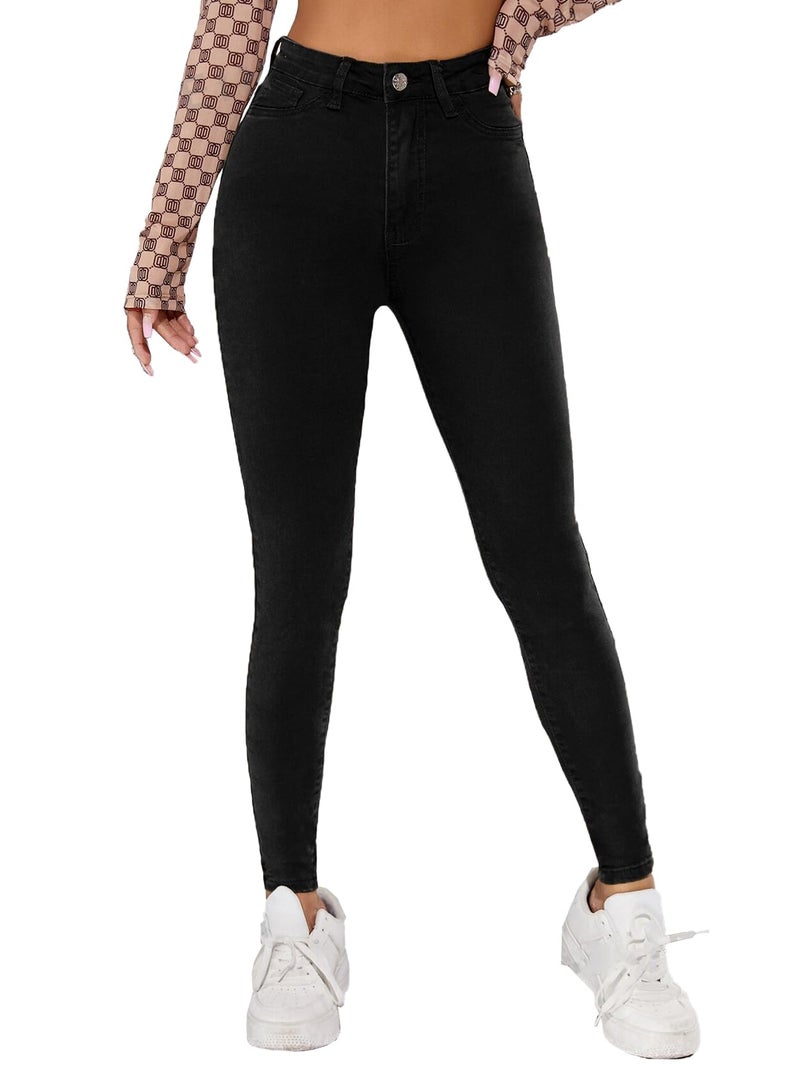 TOPLOT Jeans for Women || High Rise Distressed Regular Length Denim Jeans || Skinny Fit Jeans for Women (Jeans-5152-Black-28) - Image 1