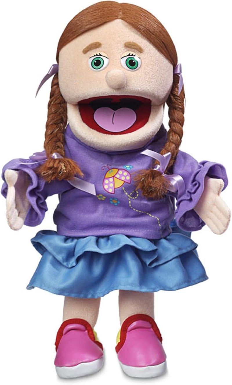 Silly Puppets 14" Amy Hand Puppet - Peach Girl with Removable Clothes - Image 1