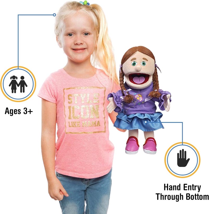 Silly Puppets 14" Amy Hand Puppet - Peach Girl with Removable Clothes - Image 2